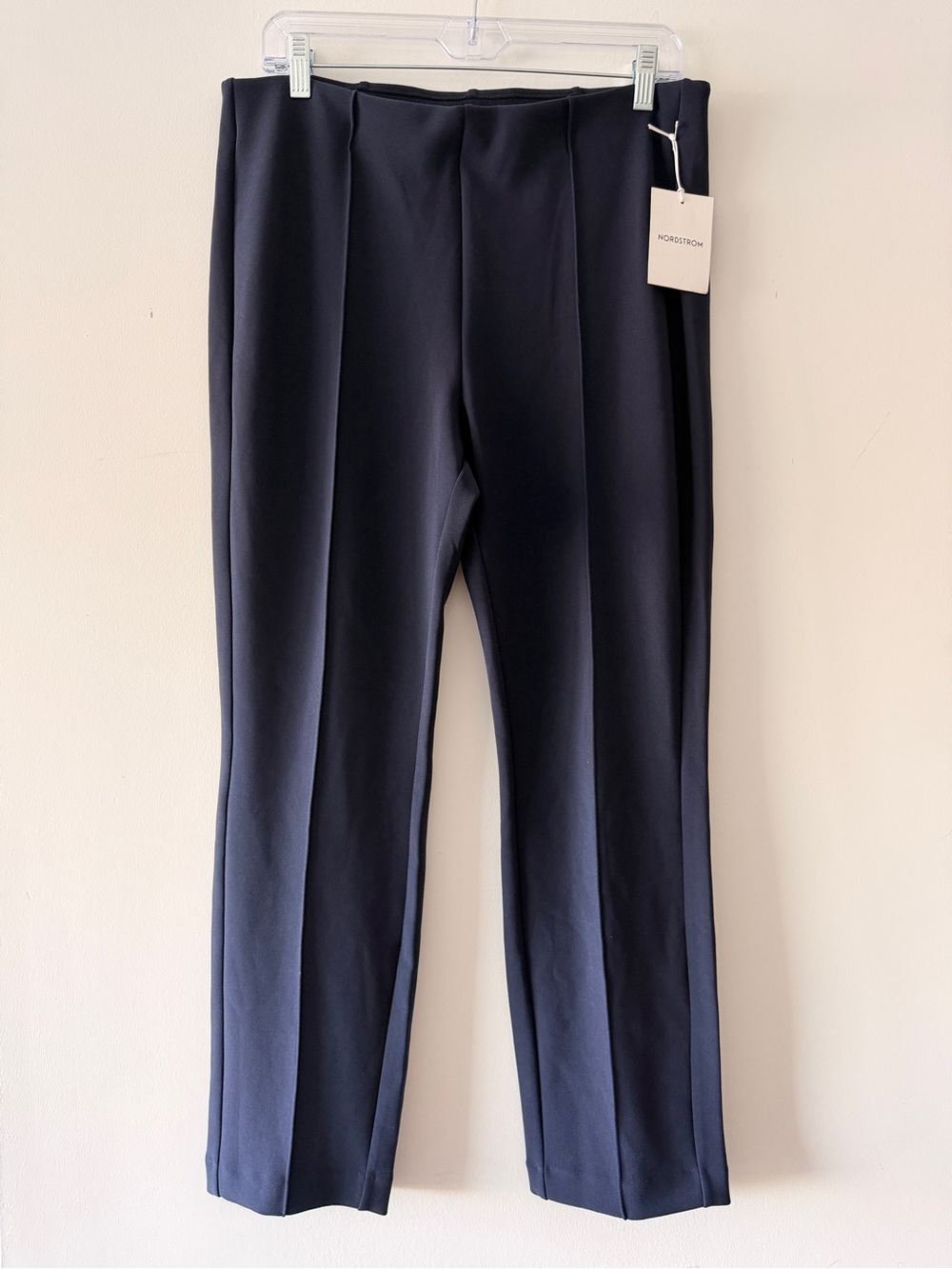 Nordstrom Women’s Navy Pull On Dress Pant Straight Leg Pintuck Career Office NWT